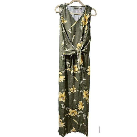Tommy Bahama Maxi Dress silk sleeveless green floral flower Calla forni 14 - Picture 1 of 14